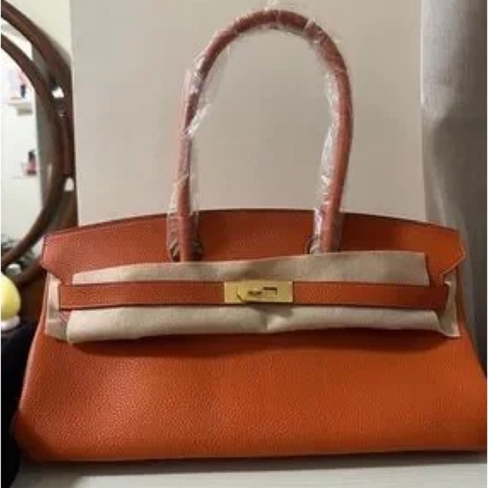 Orange Leather Tote Handbag GHW Clementine H SHOULDER BIRKIN JPG 42 - Picture 8 of 8